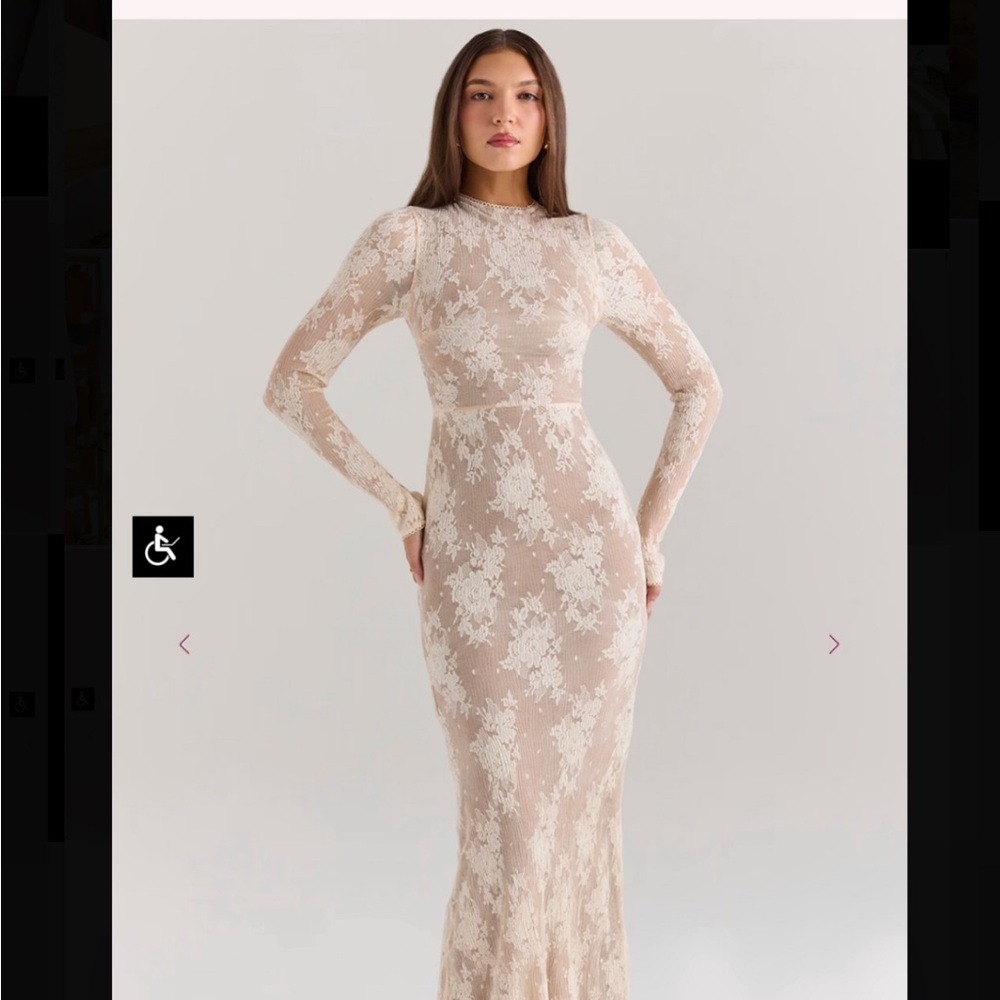 House of C.B. Peach Lace Maxi Dress